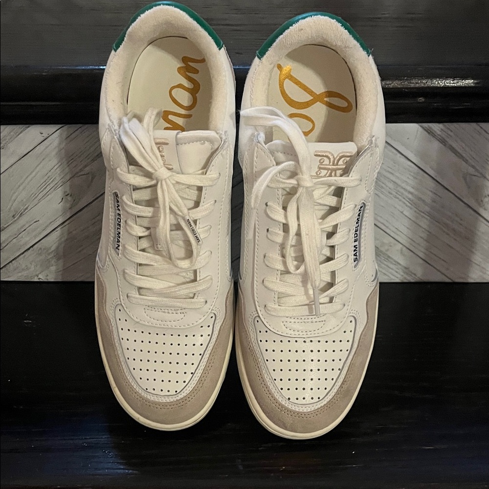 Sam Edelman White & Green Sneakers